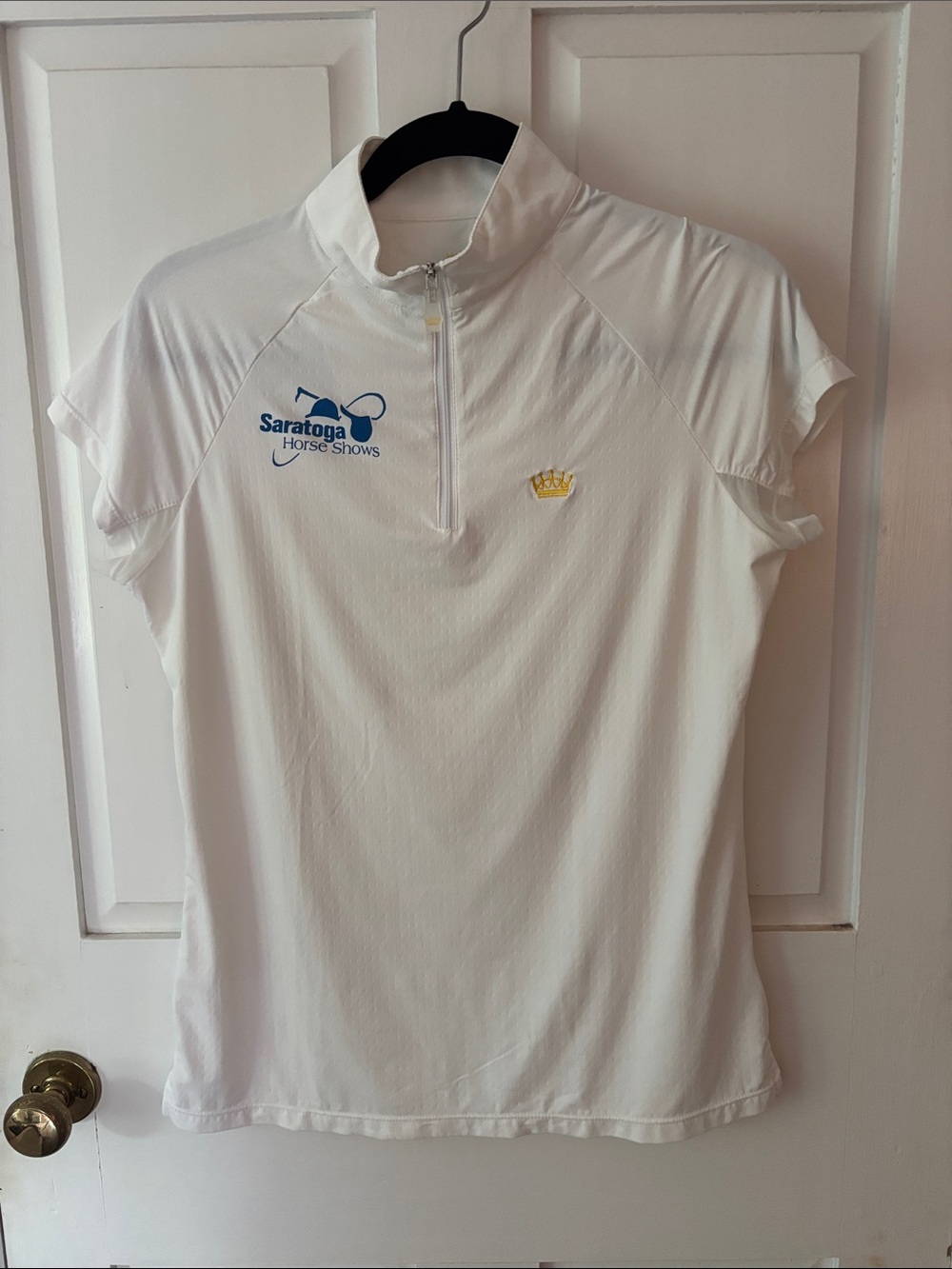 Saratoga Horse Shows White Short Sleeve Riding Polo